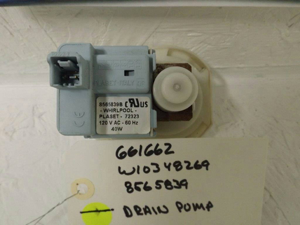 KENMORE WHIRLPOOL DISHWASHER 661662 W10348269 8565839 DRAIN PUMP USED KENMORE WHIRLPOOL DISHWASHER 661662 W10348269 8565839 DRAIN PUMP USED